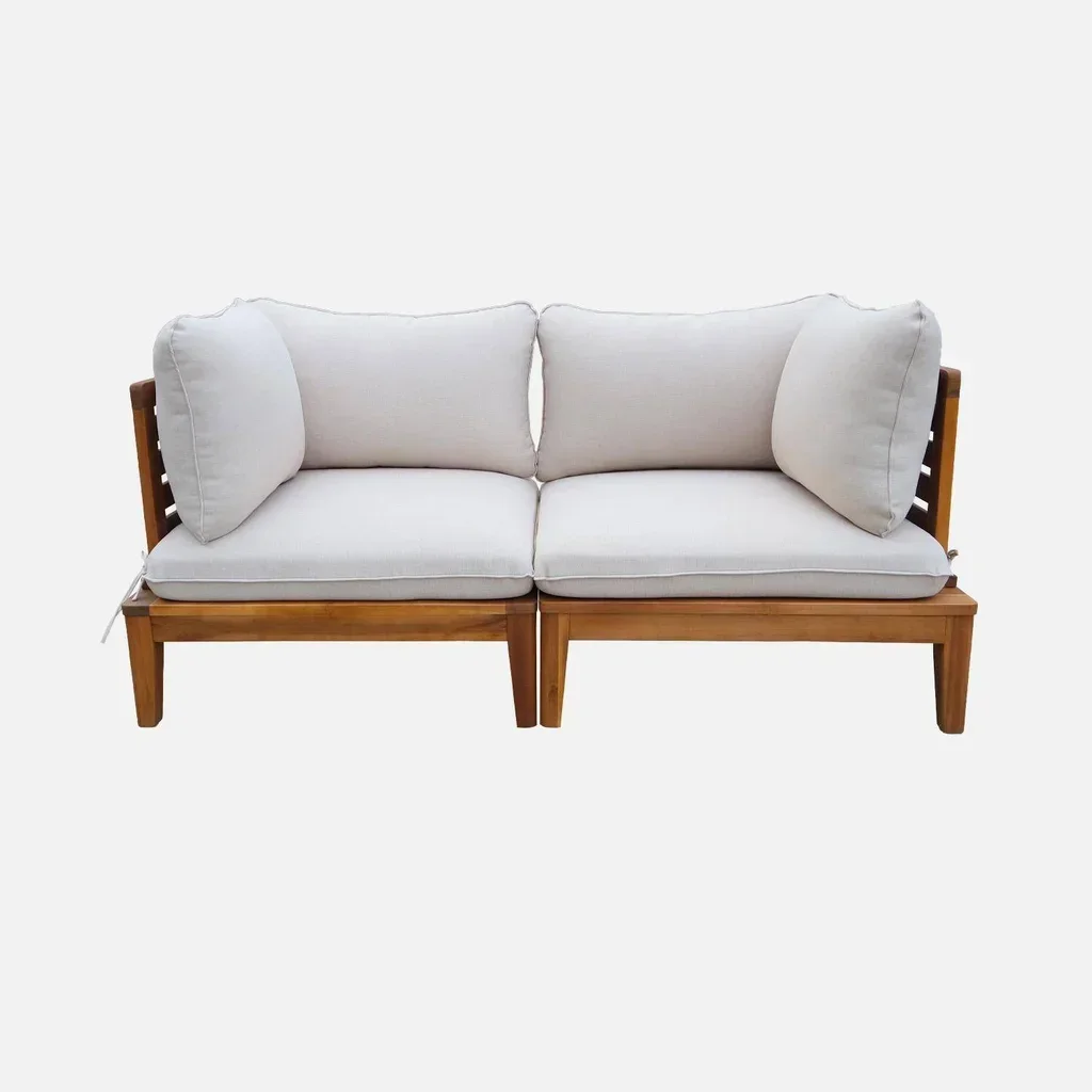 Banc de jardin 2 places modulable en acacia avec accoudoirs Yona