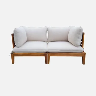 Banc de jardin 2 places modulable en acacia avec accoudoirs Yona