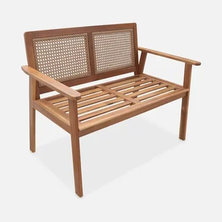 Banc jardin 2 places acacia massif cannage MANABI 110cm
