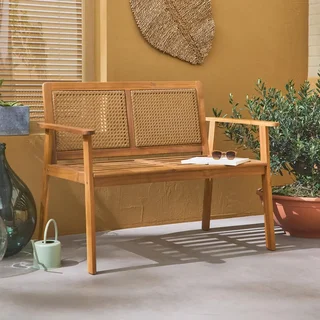 Banc jardin 2 places acacia massif cannage MANABI 110cm