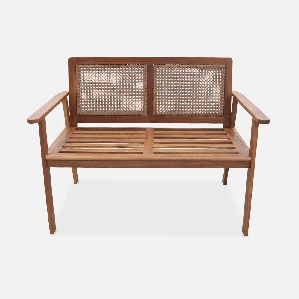 Banc jardin 2 places acacia massif cannage MANABI 110cm