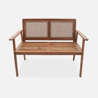 Banc jardin 2 places acacia massif cannage MANABI 110cm