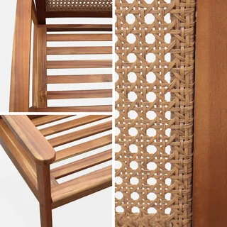 Banc jardin 2 places acacia massif cannage MANABI 110cm