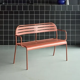 Banc de jardin 2 places en acier Amélia - salon extérieur balcon terrasse