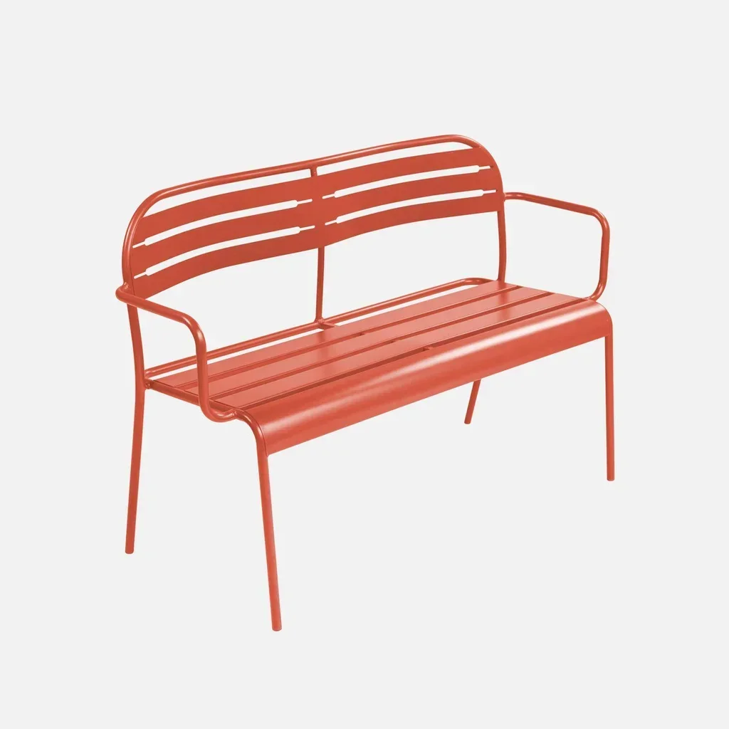 Banc de jardin 2 places en acier Amélia - salon extérieur balcon terrasse