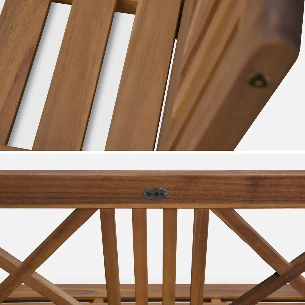 Banc de jardin 3 places en bois d'acacia massif avec dossier confortable