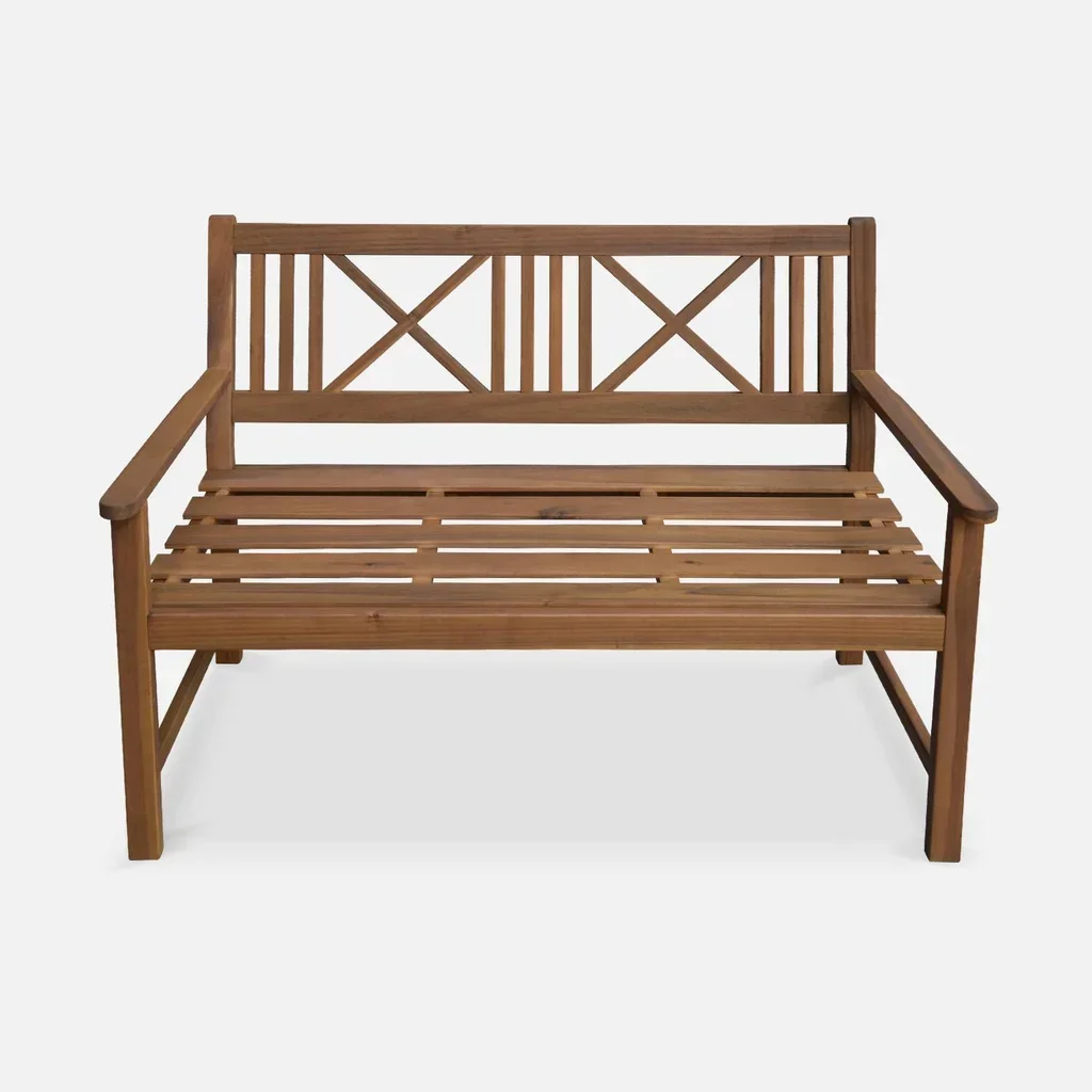 Banc de jardin 3 places en bois d'acacia massif avec dossier confortable