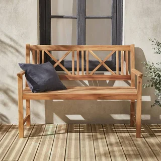 Banc de jardin 3 places en bois d'acacia massif avec dossier confortable