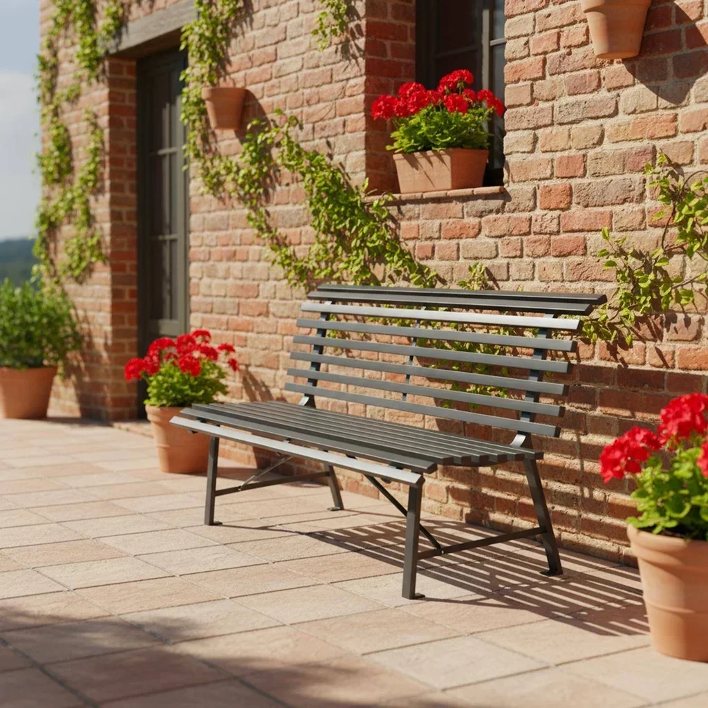 Banc de jardin acier anthracite 2 places design élégant extérieur