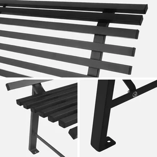 Banc de jardin acier anthracite 2 places design élégant extérieur