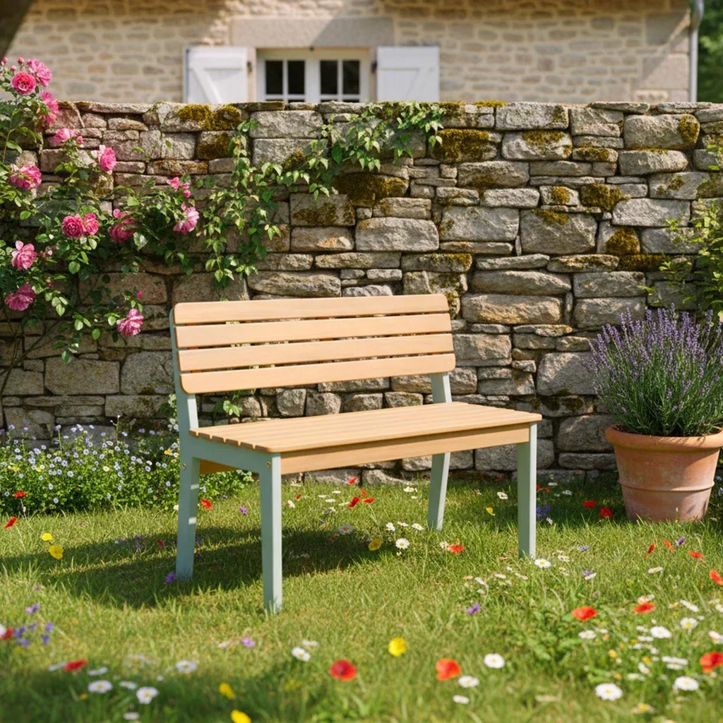 Banc de jardin enfant bois d'acacia 2 places Caroline - Collection extérieur