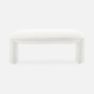 Banco de cama Shawn tela bouclé crema estilo escandinavo
