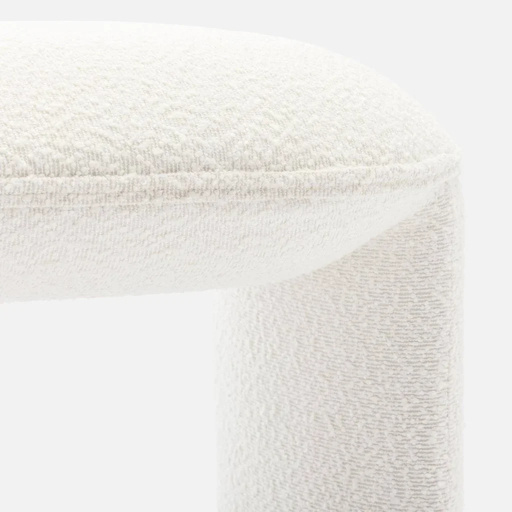 Banco de cama Shawn tela bouclé crema estilo escandinavo