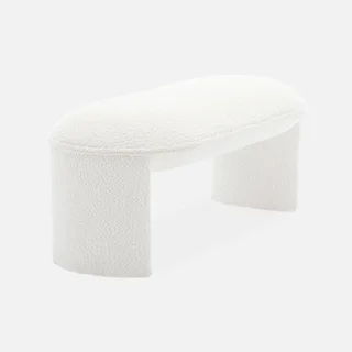 Banco de cama Shawn tela bouclé crema estilo escandinavo