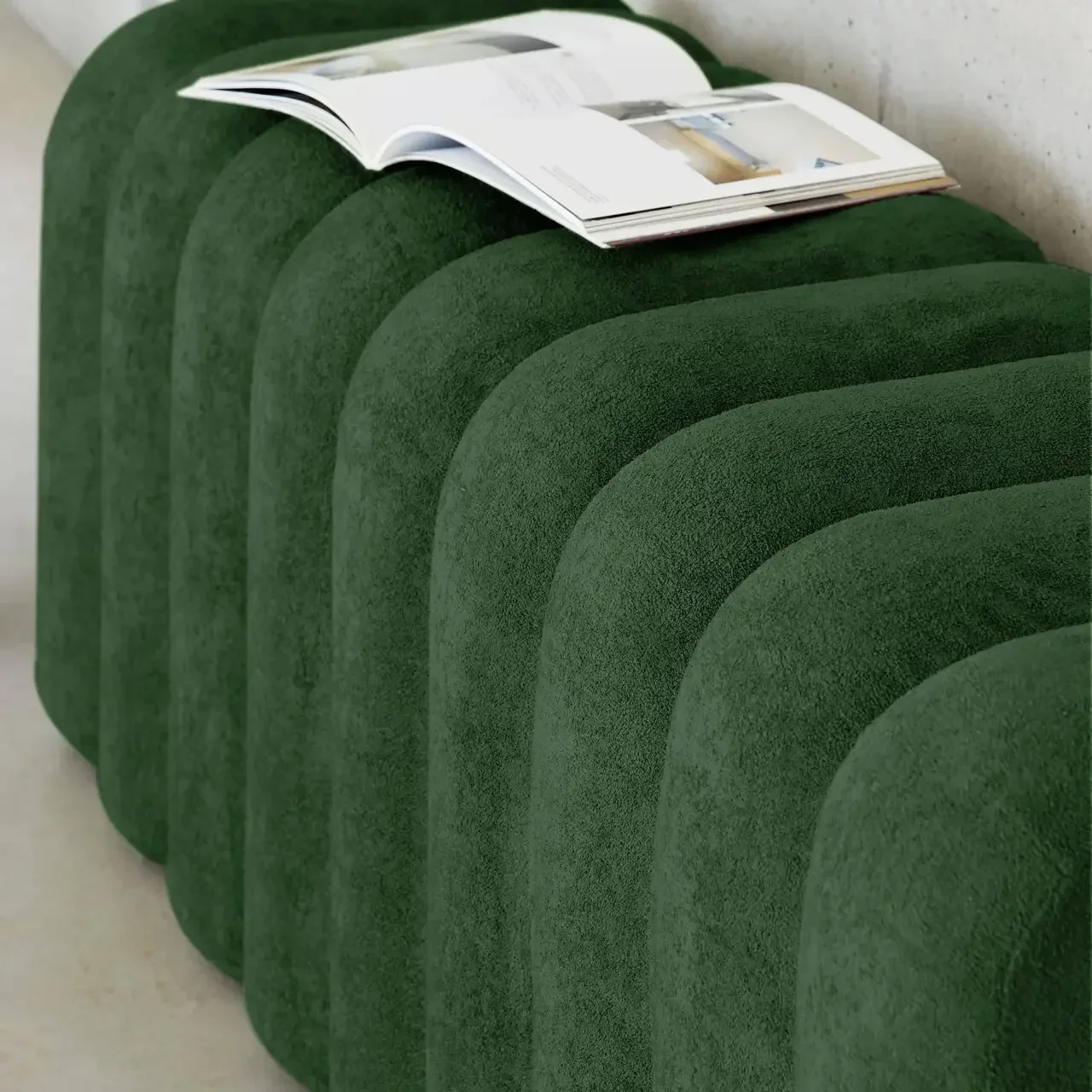Banc bout de lit design contemporain arrondi en tissu Ito