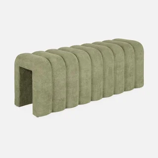 Banc de lit Ito design contemporain en tissu gris arrondi