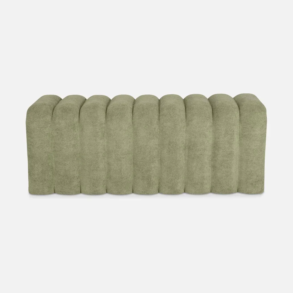 Banc de lit Ito design contemporain en tissu gris arrondi