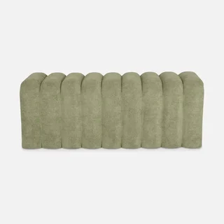 Banc de lit Ito design contemporain en tissu gris arrondi