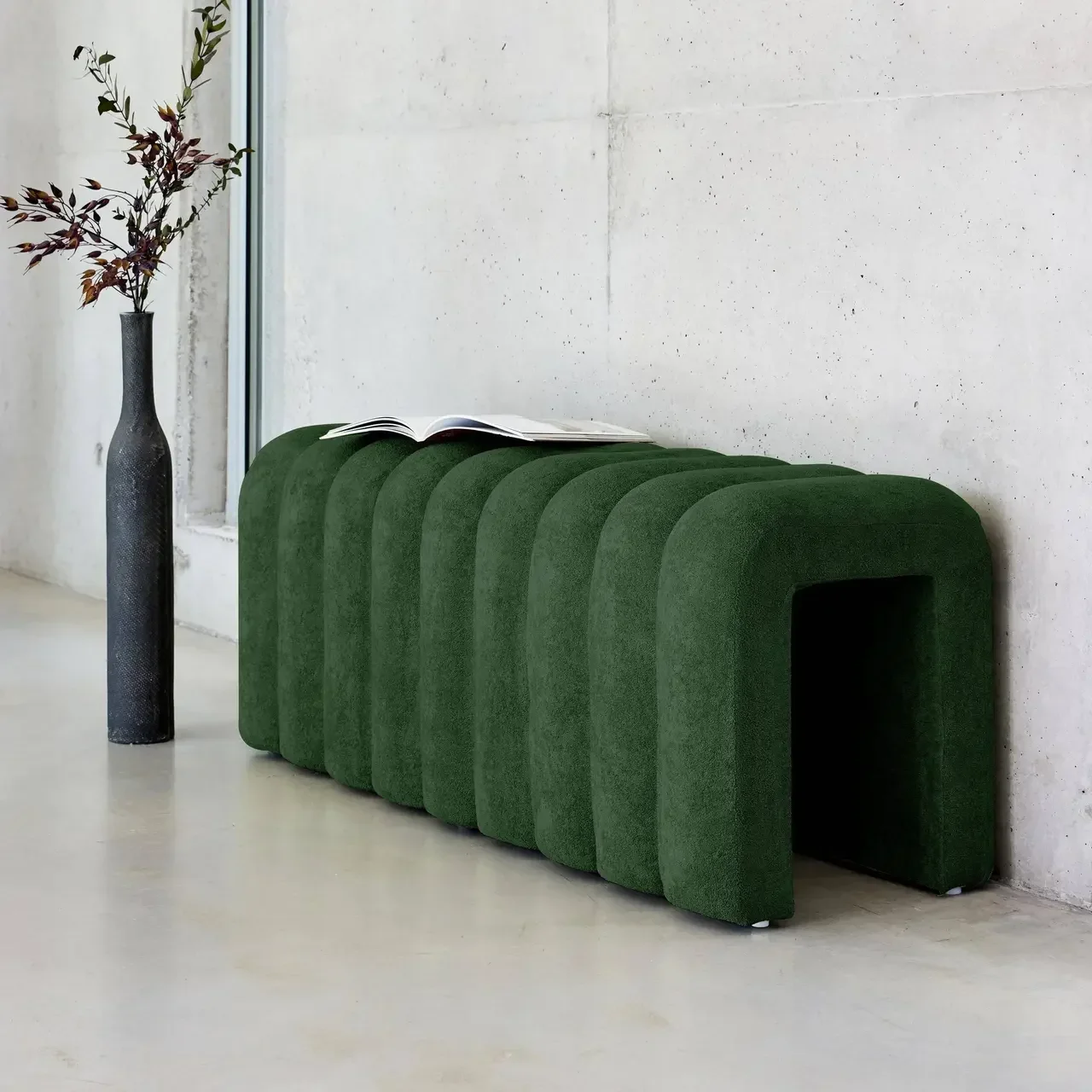 Banc bout de lit design contemporain arrondi en tissu Ito