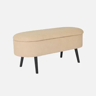 Banc rangement tissu bouclette banquette bout de lit coffre moderne