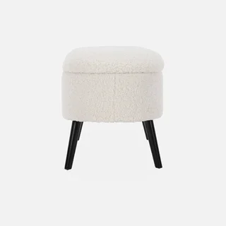 Banc rangement tissu bouclette bout de lit coffre intégré bois noir