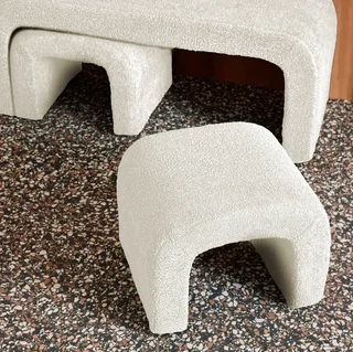 Banc tabourets gigognes bouclette bois pin recyclé salon cosy Ino
