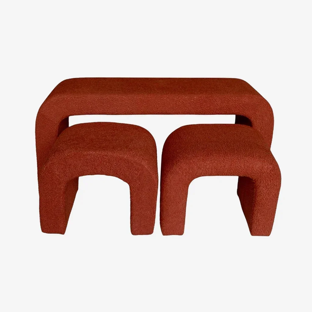 Banc tabourets gigognes bouclette bois recyclé salon entrée