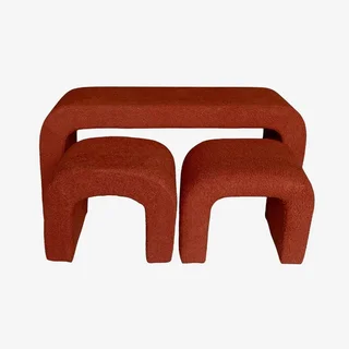 Banc tabourets gigognes bouclette bois recyclé salon entrée