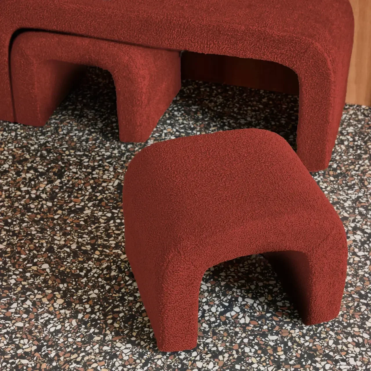Banc tabourets gigognes bouclette bois recyclé salon entrée