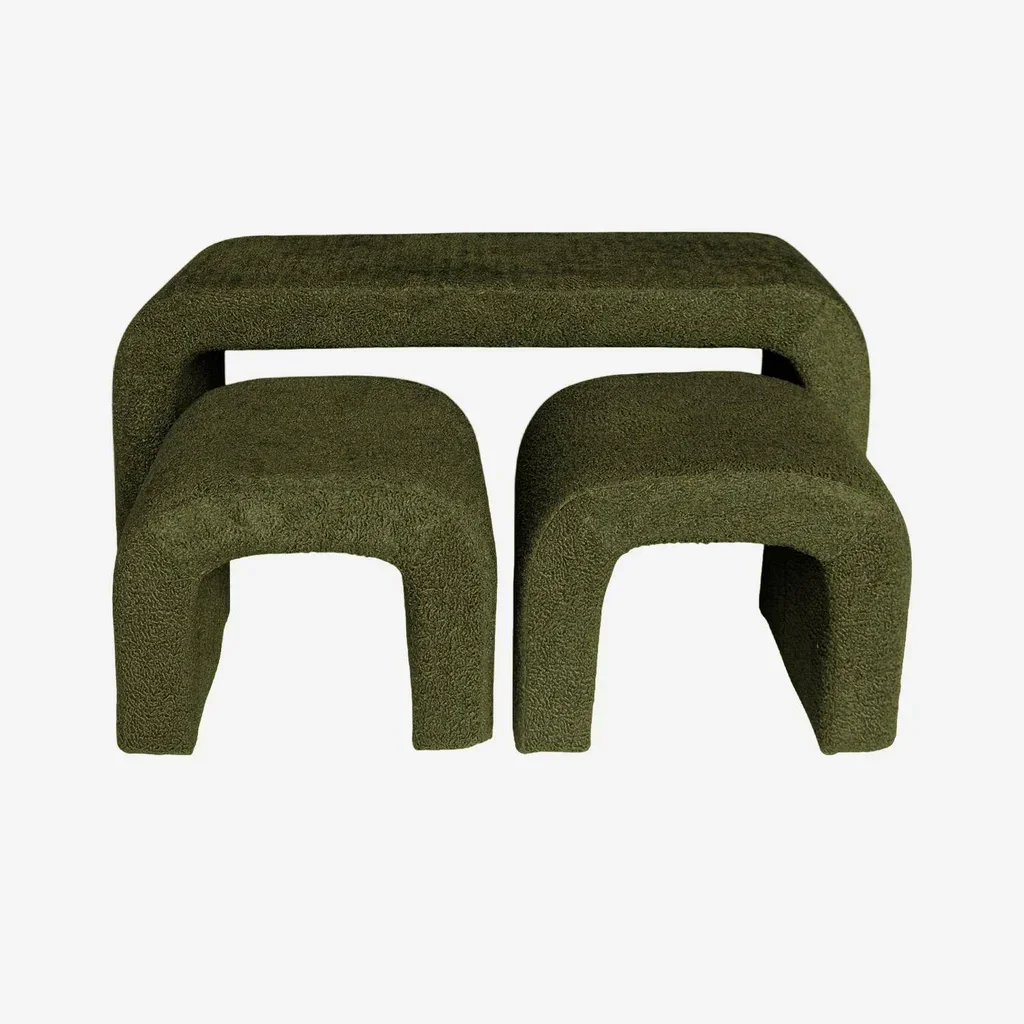Banc et poufs gigognes effet bouclette Ino