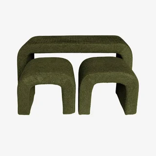 Banc et poufs gigognes effet bouclette Ino