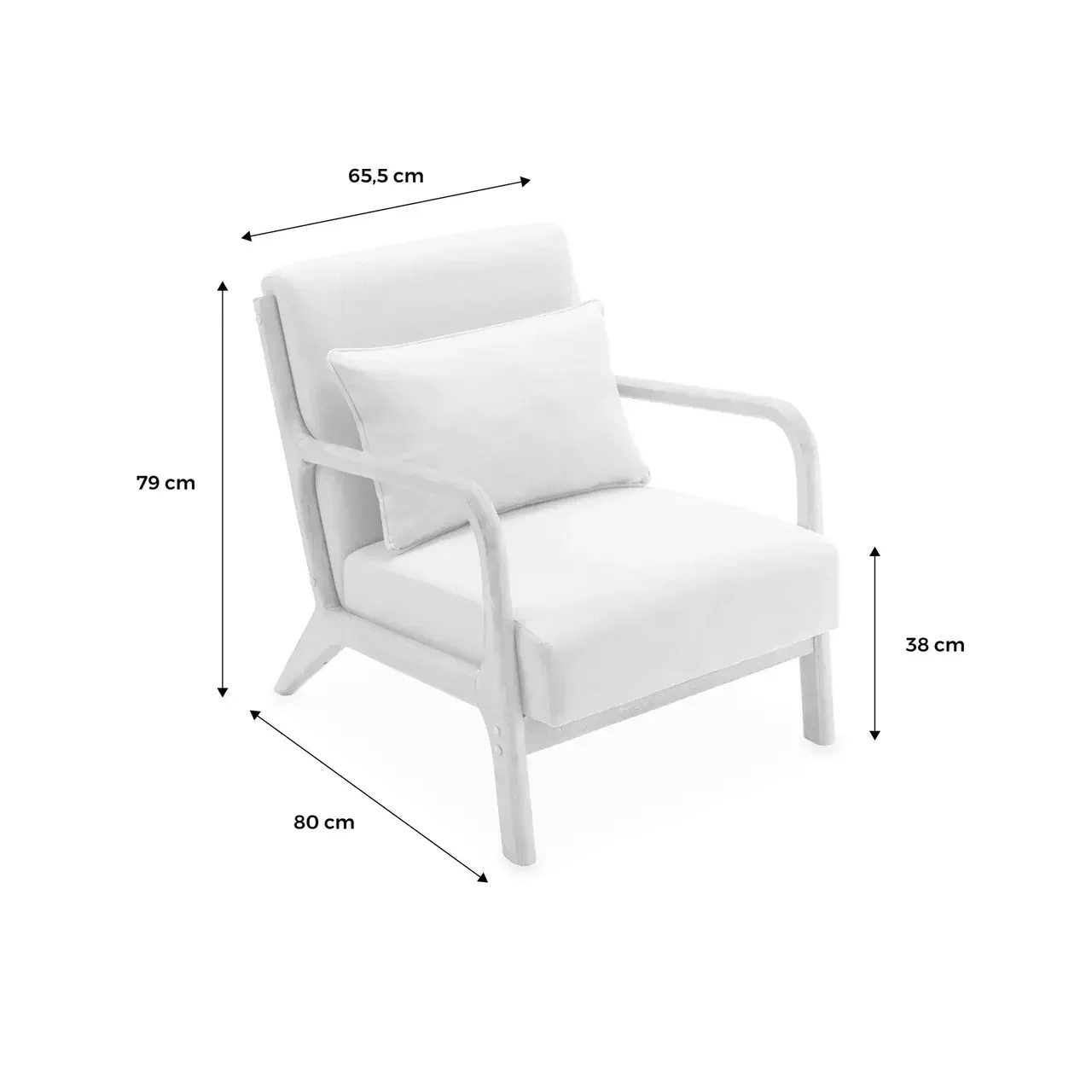 Banquette 2 places scandinave bois et tissu bouclette crème Lorens