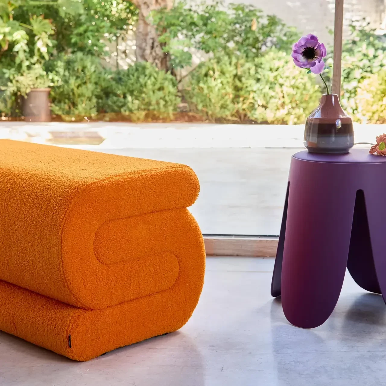 Banquette bouclette Sasha 1 ou 2 places design contemporain