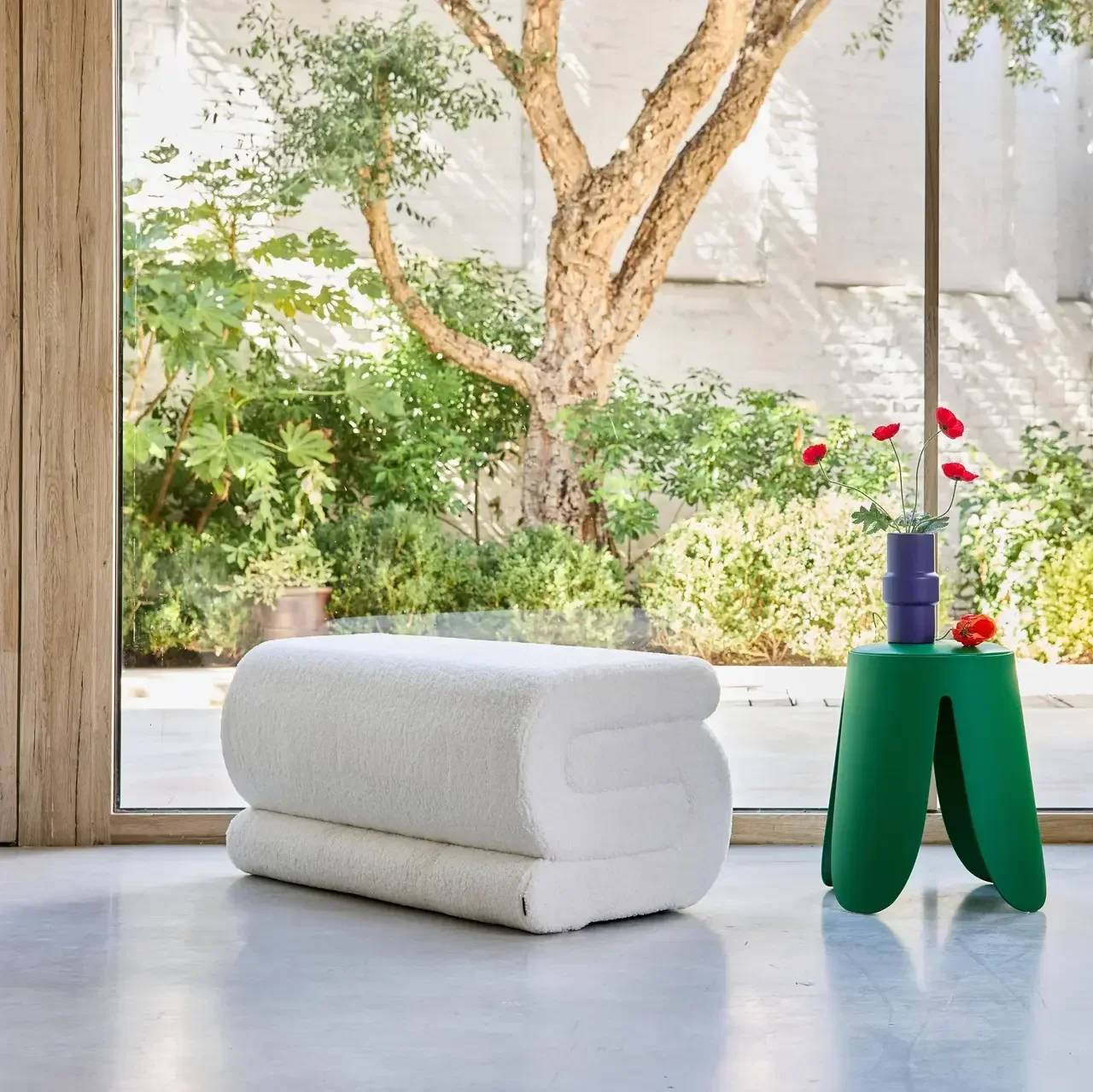 Banquette bouclette Sasha 1 ou 2 places design contemporain
