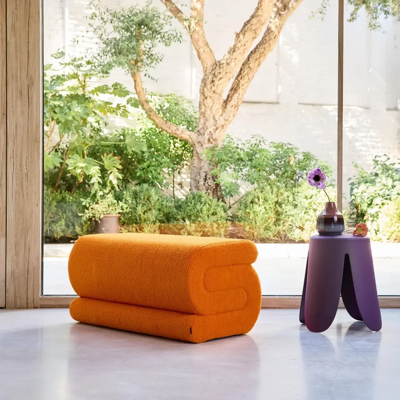 Banquette bouclette Sasha 1 ou 2 places design contemporain