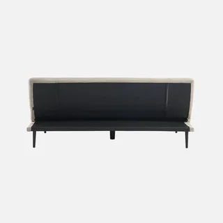 Cremefarbene Cord-Sam 3-Sitzer-Schlafsofa mit schwarzen Metallbeinen Max