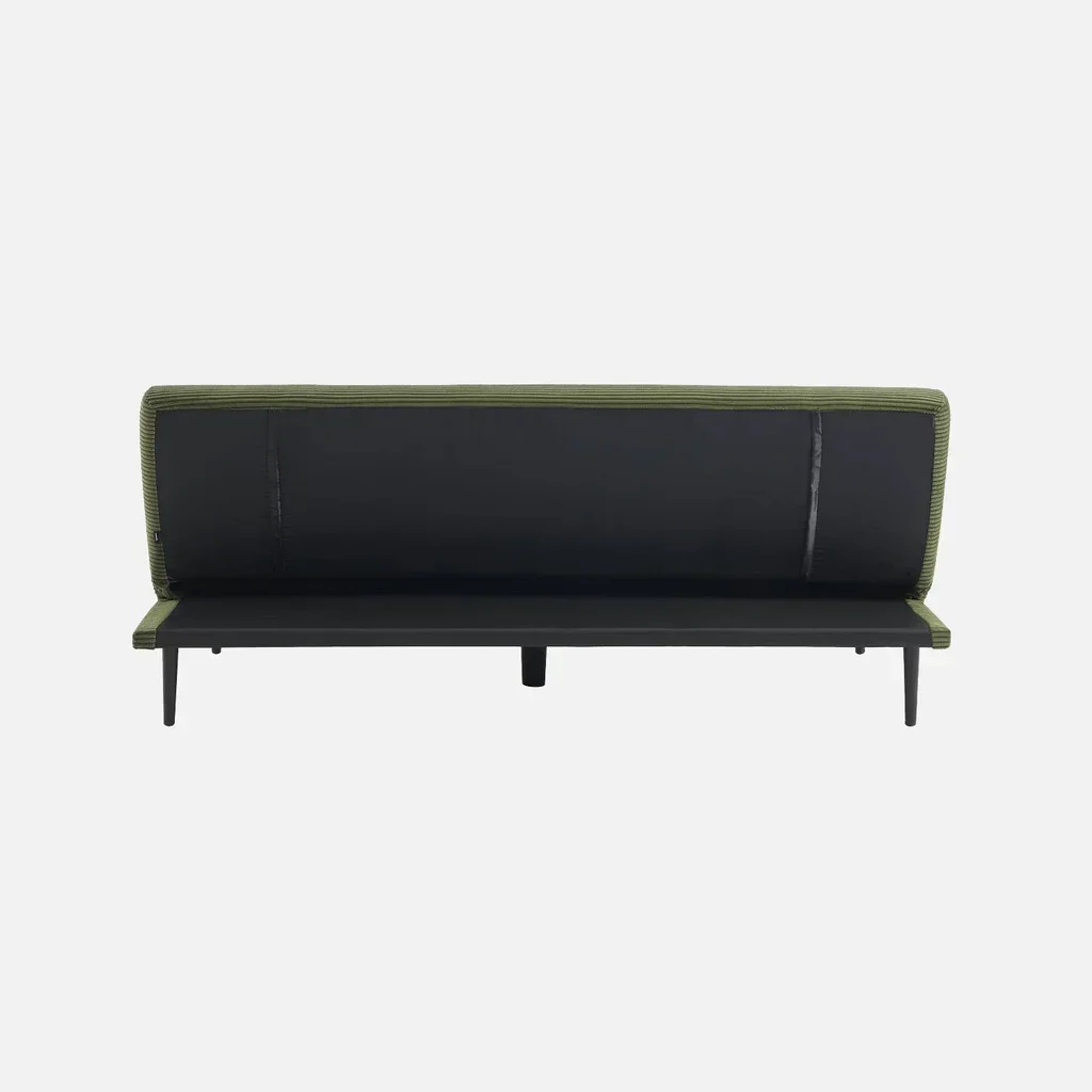 Cremefarbene Cord-Sam 3-Sitzer-Schlafsofa mit schwarzen Metallbeinen Max