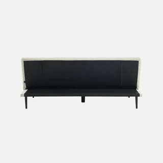 Cremefarbene Cord-Sam 3-Sitzer-Schlafsofa mit schwarzen Metallbeinen Max