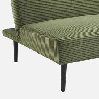 Cremefarbene Cord-Sam 3-Sitzer-Schlafsofa mit schwarzen Metallbeinen Max