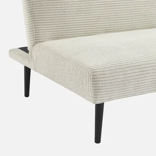 Cremefarbene Cord-Sam 3-Sitzer-Schlafsofa mit schwarzen Metallbeinen Max