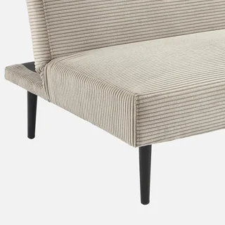 Cremefarbene Cord-Sam 3-Sitzer-Schlafsofa mit schwarzen Metallbeinen Max