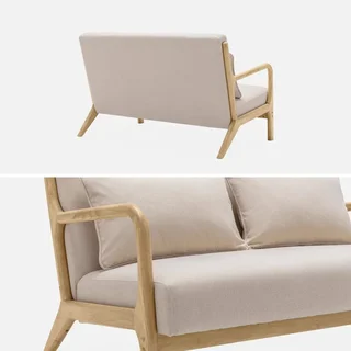 Banco Escandinavo 2 Plazas Diseño Nórdico Madera Tela Lorens Salón