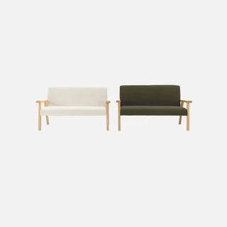 Banquette enfant 2 places bouclette blanche bois hévéa style scandinave ISAK