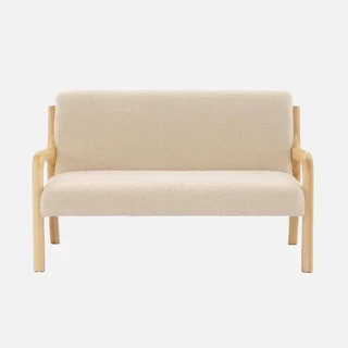 Banquette enfant 2 places scandinave bois hévéa tissu bouclette Lorens Kids