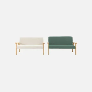 Banquette enfant 2 places velours côtelé kaki bois hévéa ISAK