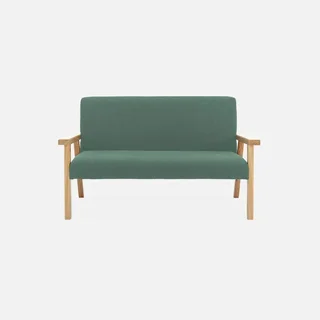 Banquette enfant 2 places velours côtelé kaki bois hévéa ISAK