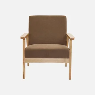 Panca 3 Posti Legno Massello Hevea Velluto a Coste Cachi Scuro Stile Scandinavo