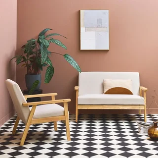 Panca 3 posti Isak legno massiccio hevea velluto a coste cachi scuro stile scandinavo