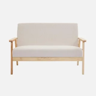 Panca 3 posti Isak legno massiccio hevea velluto a coste cachi scuro stile scandinavo