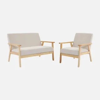 Panca 3 posti Isak legno massiccio hevea velluto a coste cachi scuro stile scandinavo